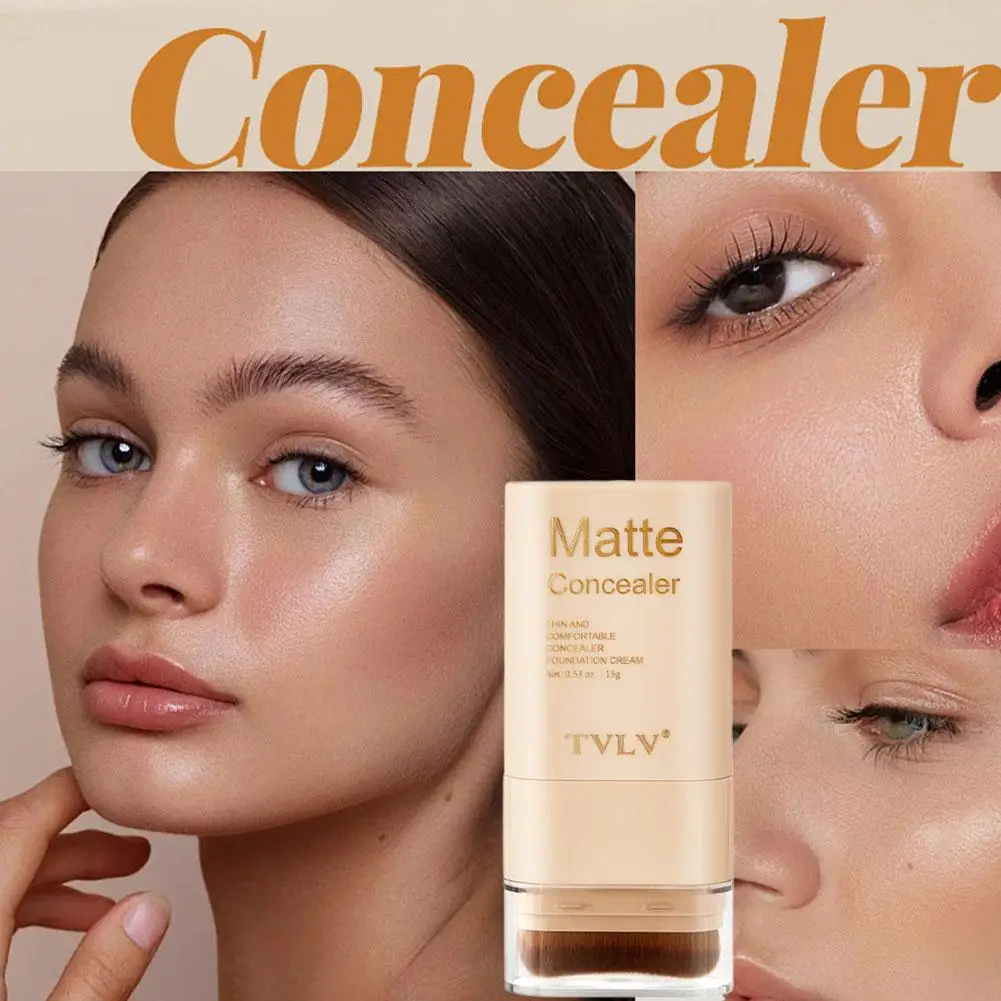 1 pçs luz úmida borracha fundação vara com escova corretivo de longa duração creme maquiagem para rosto beleza cosméticos