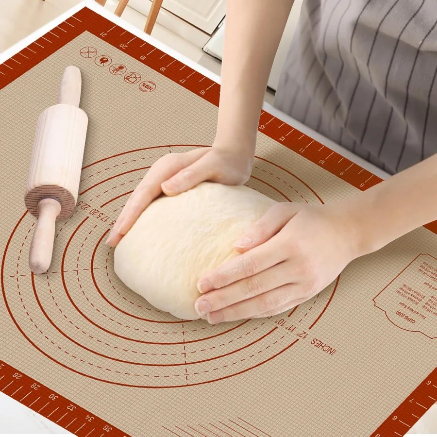 

Silicone Baking Mat 0.7mm Extra Thick 24 x 16 Large Non Stick Pastry Dough Sheet Pie Crust Rolling Supplies for Making Christma