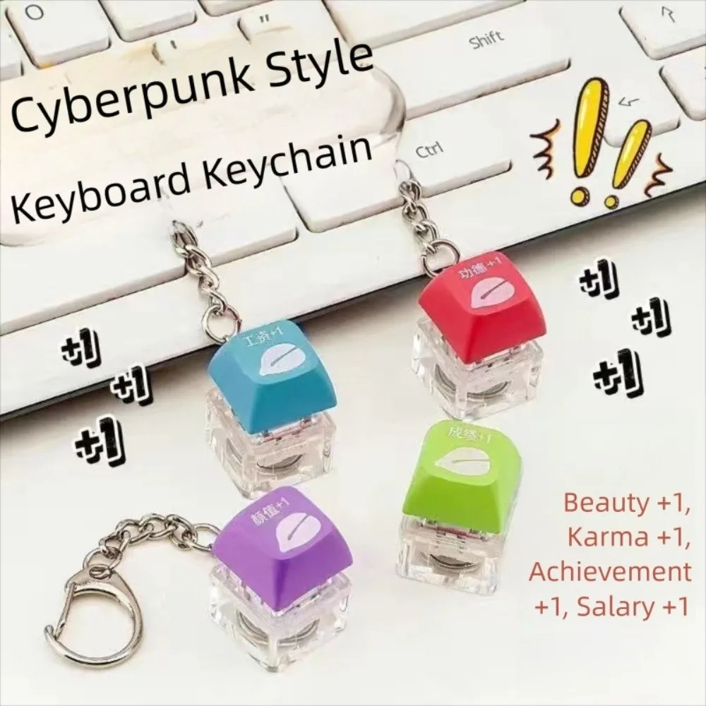 Relaxing DIY Keyboard Fidget Keychain Keys Button With Light Finger Keyboard Caps Relief Stress Pass The Time Pinch Toy