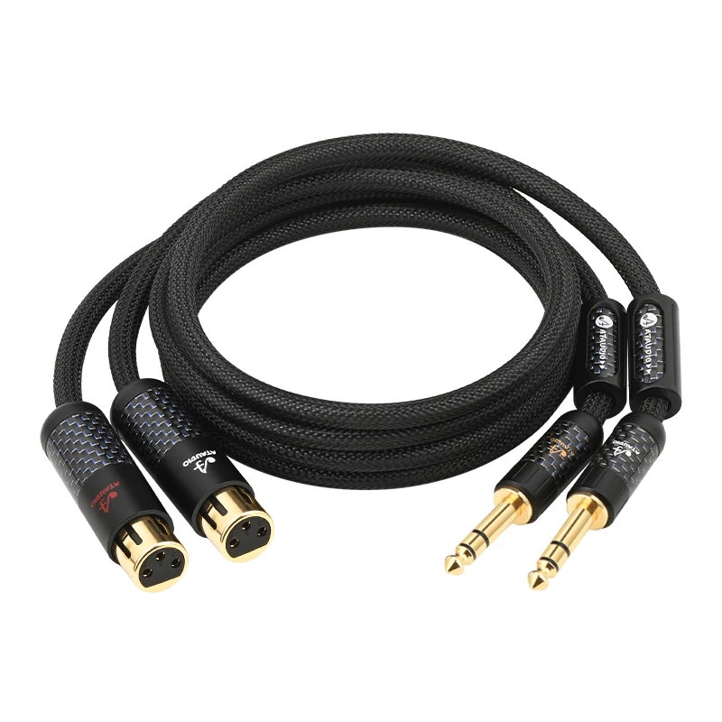 ATAUDIO HiFi-Kupfer-Audiokabel Dual TRS 6,35 mm auf 3-poliges 2XLR symmetrisches Kabel für Verstärker-Mischplatinenkonsole 4