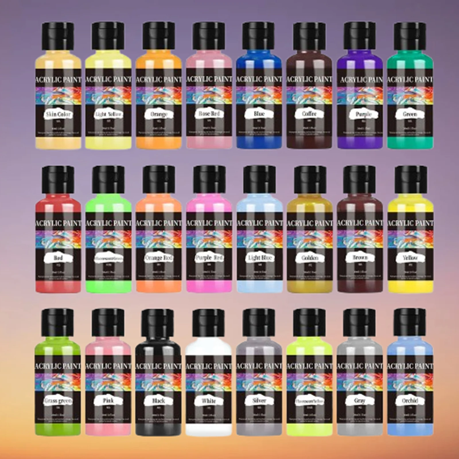 24 Colors Acrylic Paint Colors Bottled Acrylic Paint Set Paint For Fabric Clothing Painting Rich For Leather DIY Pigments