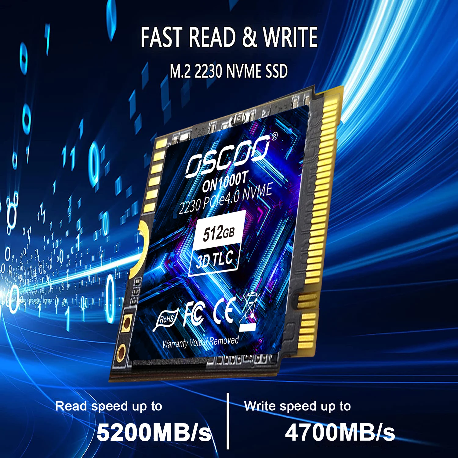 OSCOO 2230 SSD, 마이크로소프트 서피스 프로 X 서피스 노트북 3 스팀 데크용, M.2 NVMe PCIe Gen 4x4 SSD, 1TB, 512GB