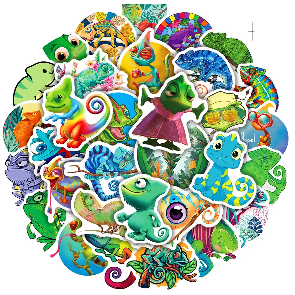 50Pcs Chameleon Gecko Series Graffiti Stickers Suitable for Laptop Helmets Desktop Decoration DIY Stickers Toys Wholesale