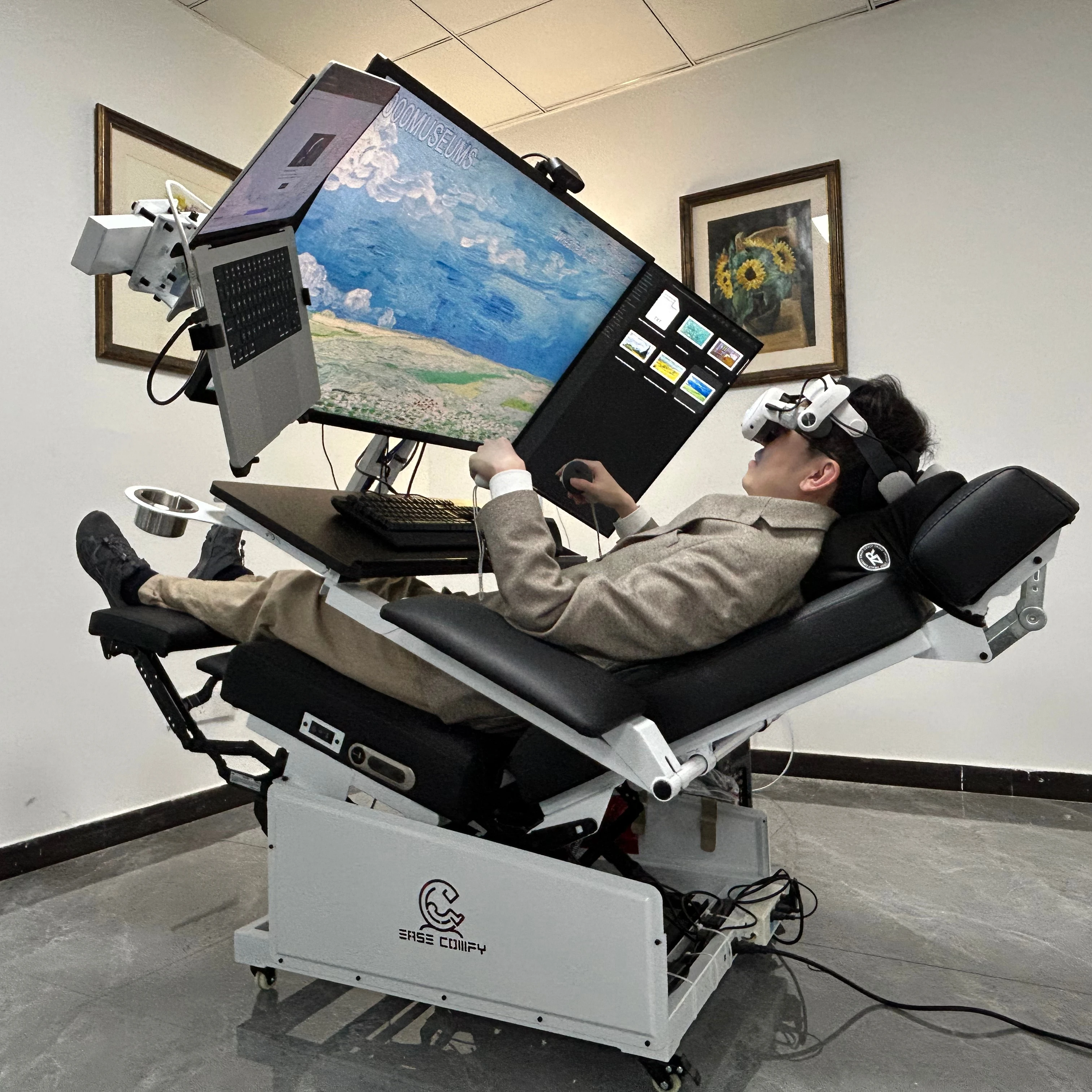 EASE TRIO 3 Recline computer chair workstation Computer Cockpit zero Gravity Chair Heat Cool Massage Seat Comfortable affordable