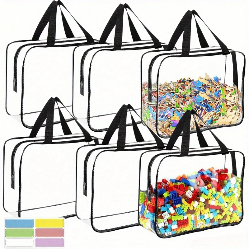 Große Aufbewahrungstaschen mit Reißverschluss, wiederverwendbar, durchsichtig, PVC, Spielzeug-Aufbewahrungstasche, Reise, wasserdichte Organizer-Taschen für Bücher, Bausteine, Puzzle
