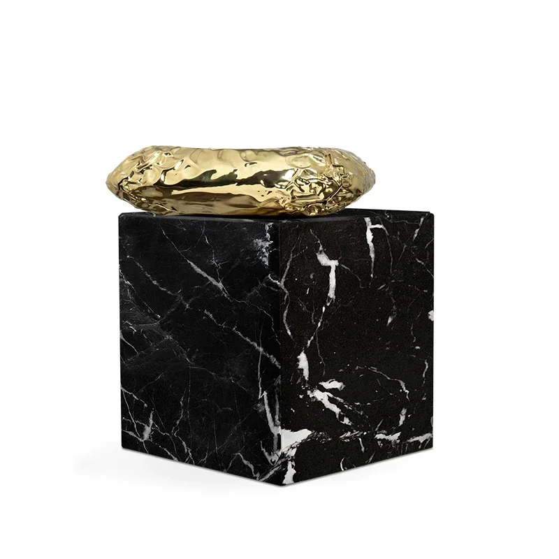 JJNatural Marble Coffee Table Light Luxury High Artistic Sense Square Living Room Home Fashion