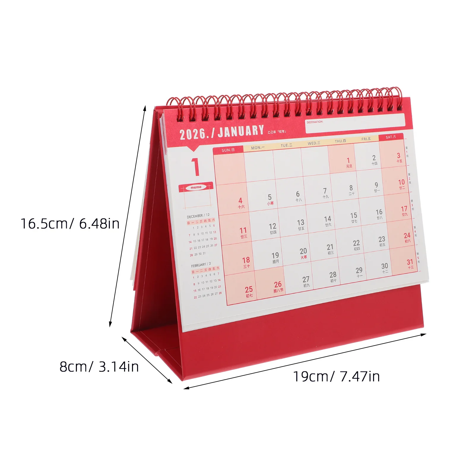 Small Desktop Calendar 2026 Twin Wire Binding Monthly Planner Minimalist Design for Office Home School Mini Calendar Notepad