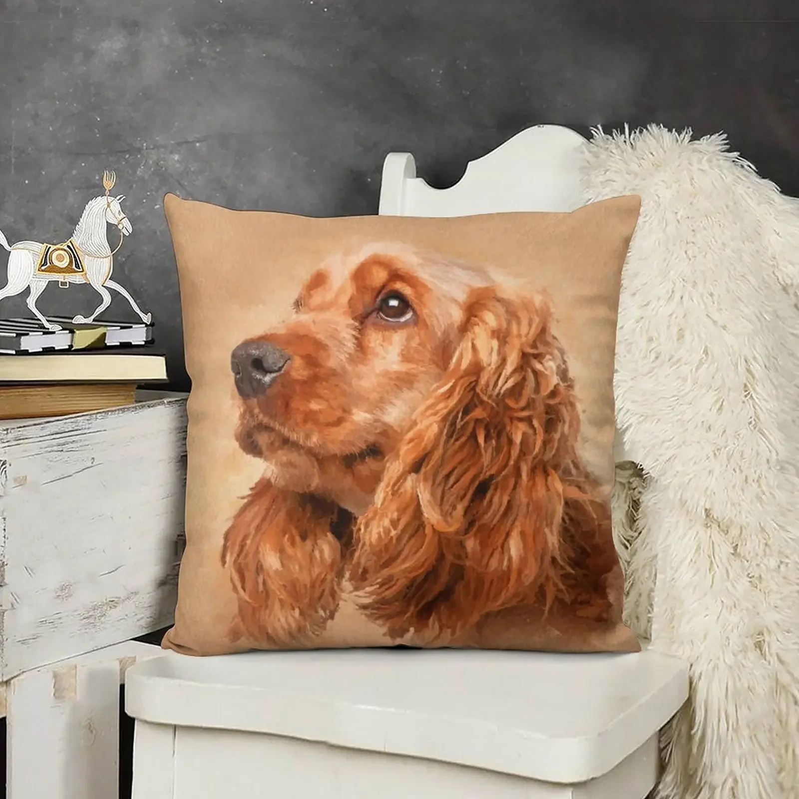 

English Cocker Spaniel Dog Digital Art Throw Pillow Sofa Covers For Living Room anime girl pillow