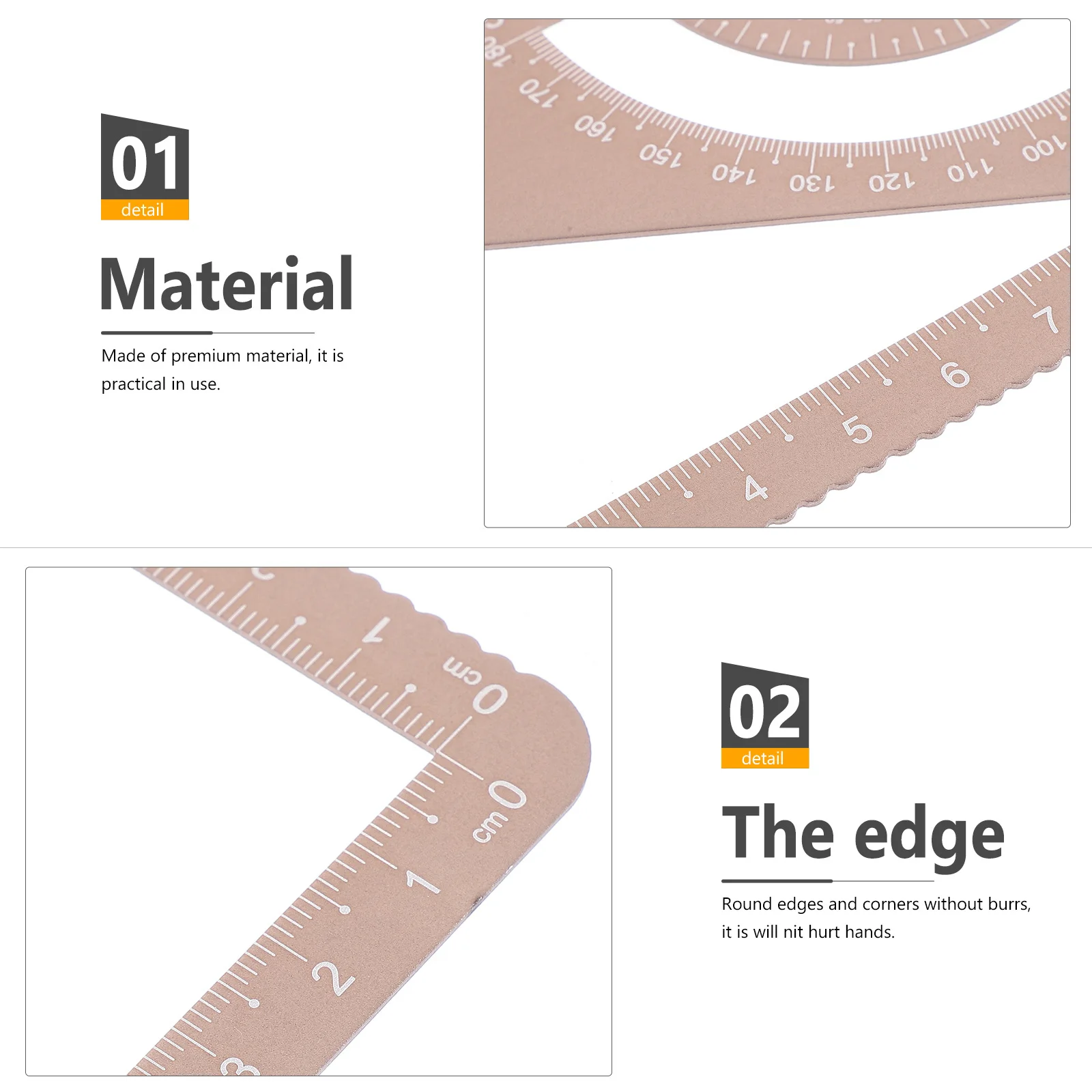 Aluminum Alloy Drawing Ruler Tool Compact Professional Protractor Measuring Ruler for School Office Architecture Design Drawing