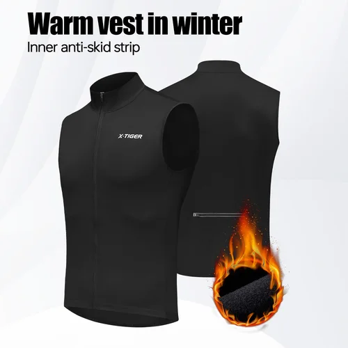 Imagen 2 del producto X-TIGER chaqueta de ciclismo a prueba de viento, chaleco cálido para bicicleta de montaña, chaqueta sin mangas, Jersey ligero para ciclismo, ropa para bicicleta, chaleco reflectante