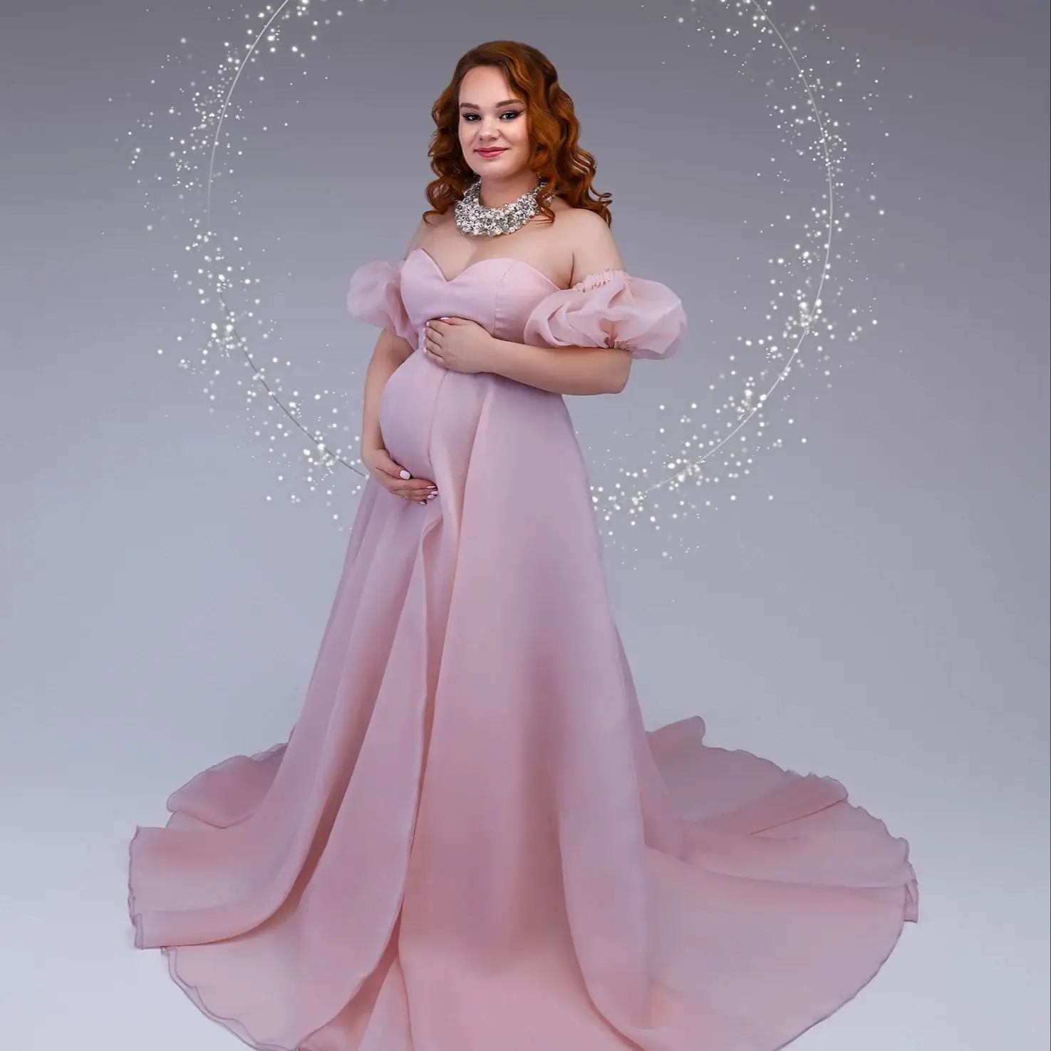 Simple Maternity Dress for Photography Sweetheart Sleeveless Prom Dress Pregnant Photo Shoot Dresses Women Baby Shower