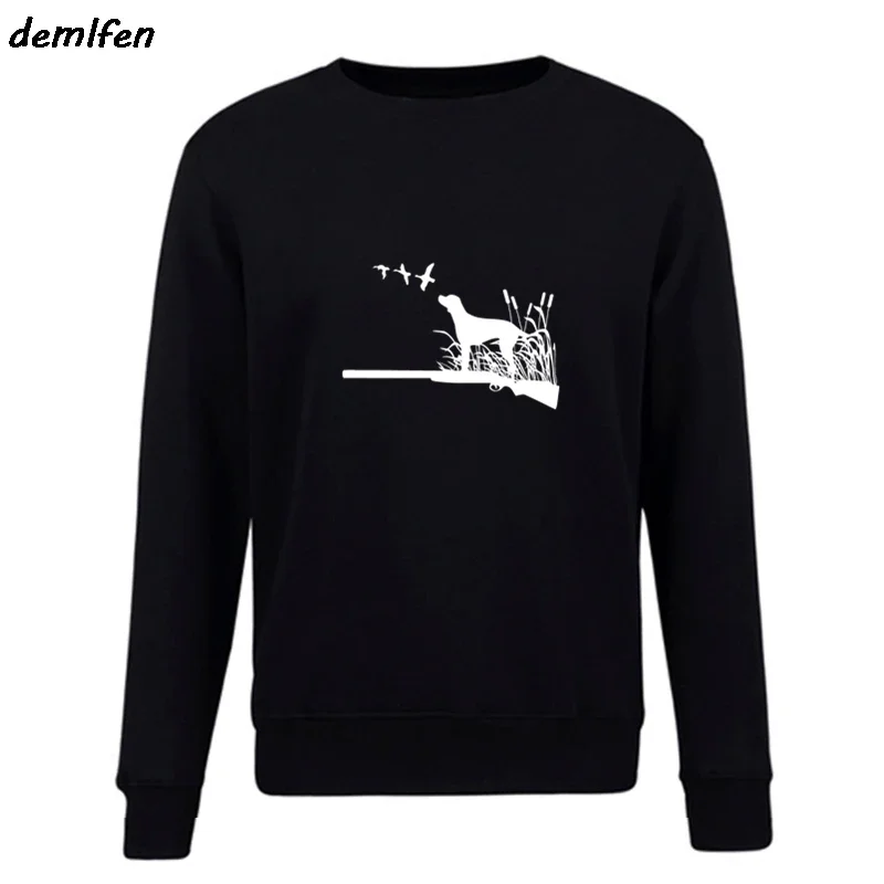 New Huntings Dog Ducks Gun Hunters Hoodie Demlfen Funny Men Long Sleeve Sweatshirt Casual O-neck Cool Tops Coat