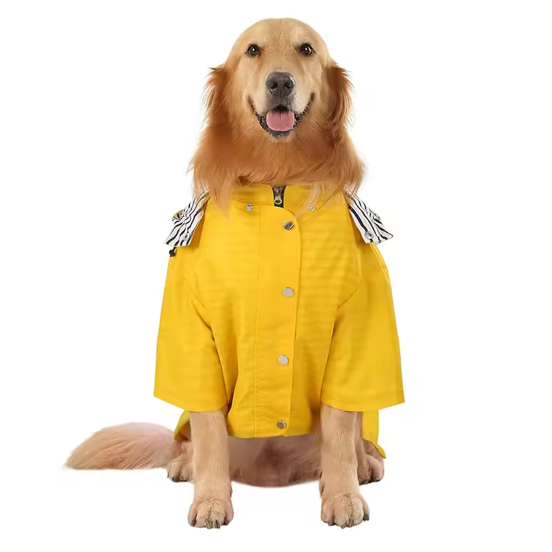High Quality Luxury Dog Raincoat Reflective Waterproof Dog Jacket Outdoor Pet Clothes With Removable Hood