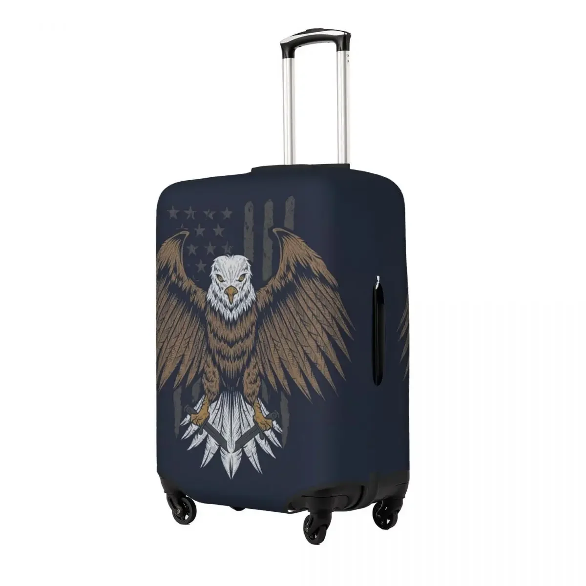 Eagle In Front Of Usa Flag Vector Illustration Luggage Protective Dust Covers Elastic Waterproof Suitcase Cover Travel