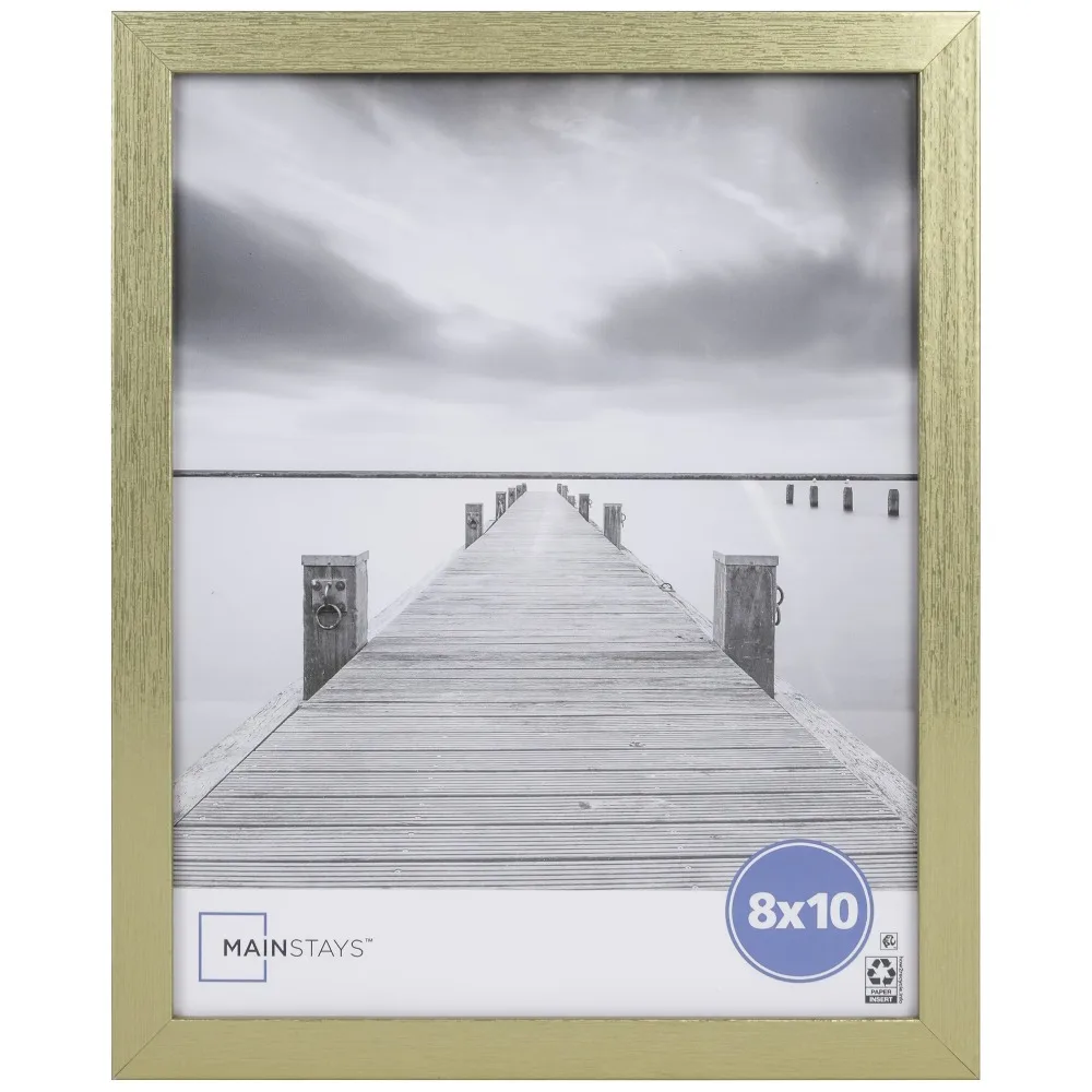 Gold Linear Program Tabletop Photo Frame Display Picture Frame for 8x10 Inches Photos Home Office Decoration with Elegant Border