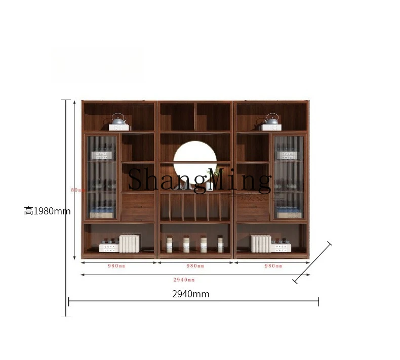 

CL Chinese Office File Cabinet Solid Wood Tea Storage Display Cabinet Floor Display Cabinet