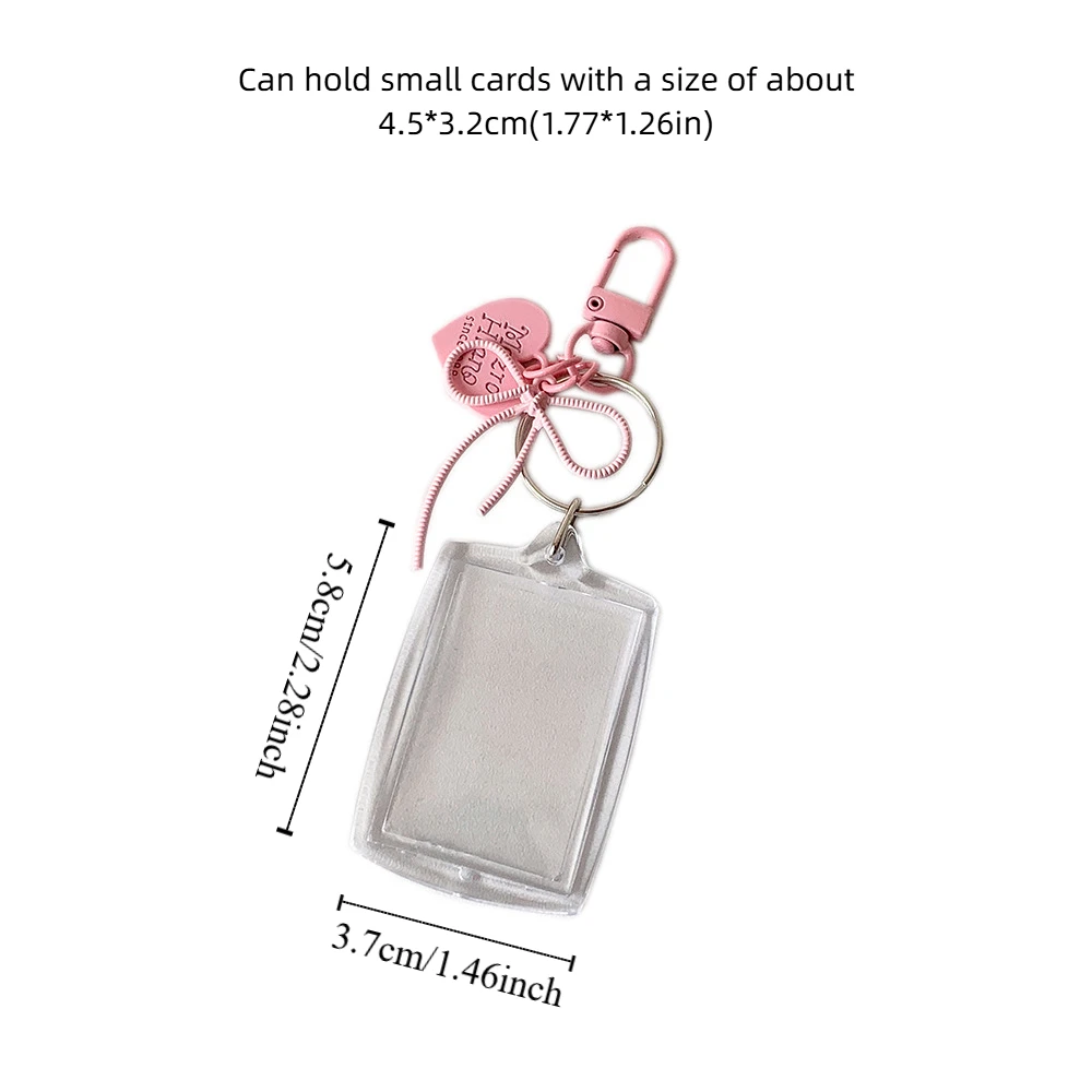Acrylic Card Cover Mini Photocard Holder Peach Heart Pendant Korean Style Idol Card Display Protector Hanging Decoration