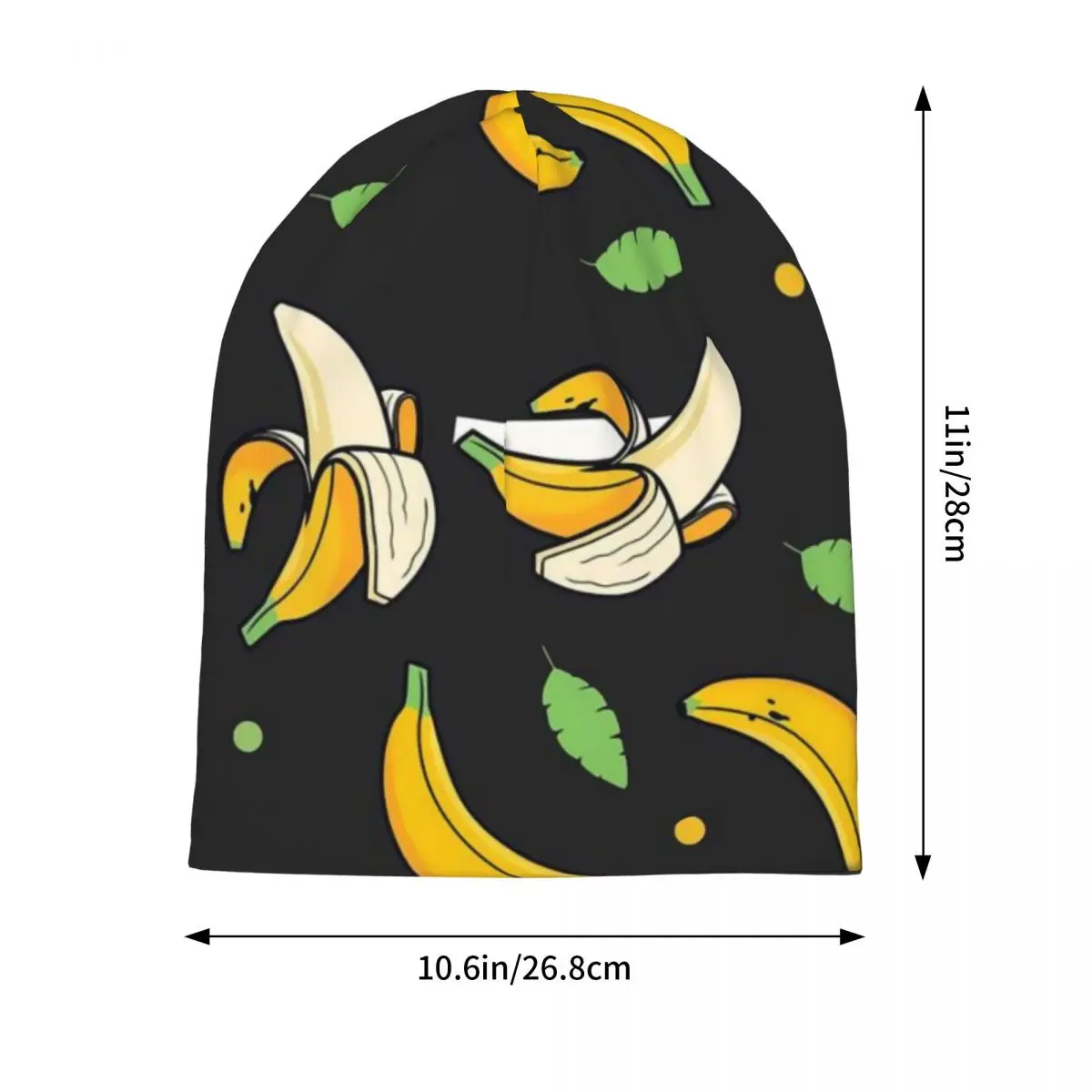 Banana Print Bonnet Hats Green Leaf Beanie Hats Custom Skullies Beanies Autumn Winter Street Men Women Unisex Gym Head Wrap Caps