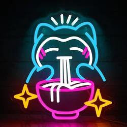 Ramen Neon Cute Bear Noodle Dimmable USB Neon For Restaurant Home Bar Kitchen Restaurant Cafe Japanese Noodle Shop Decoration