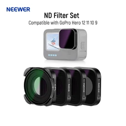 NEEWER ND Filter Set Compatible with GoPro Hero 11 Hero 10 Black Hero 9, 4 Pack (ND8 ND16 ND32 CPL) Multi Coated HD Slim