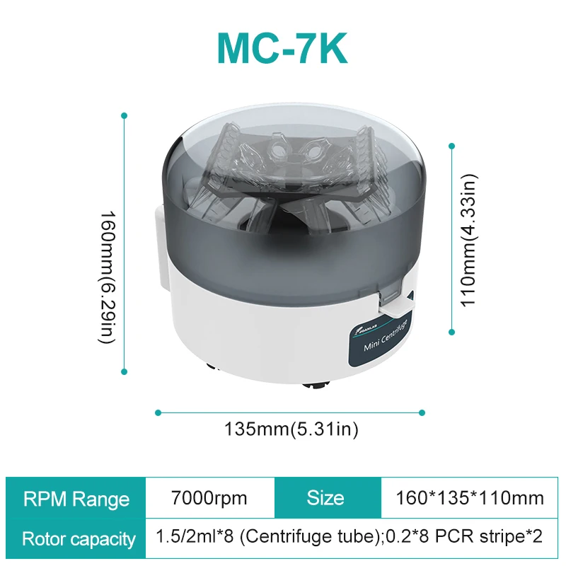 JOANLAB Mini Centrifuge Machine Pcr Plasma Centrifuge Lab Microcentrifuge 4000 rpm 7000 rpm Voor 0.2/1.5/2 ml Centrifugebuis