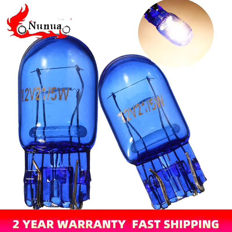 1/2/4Pcs Car Halogen Sight Lamp T20 7443 1891 W21/5W Super White T20 Natural Blue Glass W3x16q Car Stop Light Brake Auto Lamp