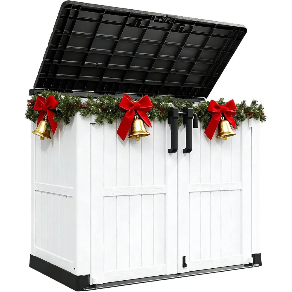 

Portable 36 Cubic Foot Resin Storage Shed with Lockable Doors - Waterproof Outdoor Cabinet for Easy Assembly and Backyard Use