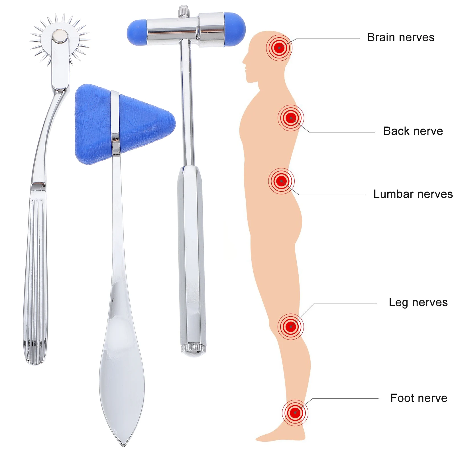 

3Pcs Neurological Reflex Hammer Triangle Zinc Alloy Portable Diagnostic Testing Hammer Clinic Hospital Sensory Analysis Tool