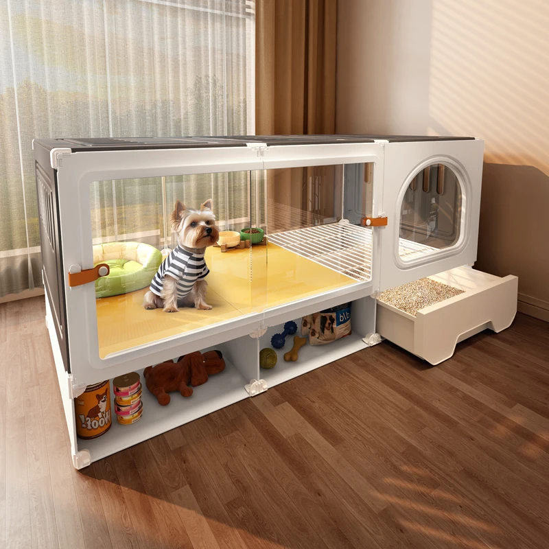 Panoramic dog villa with toilet separation dog cage small dog 1 bedroom 1 bathroom new pet kennel luxury villa