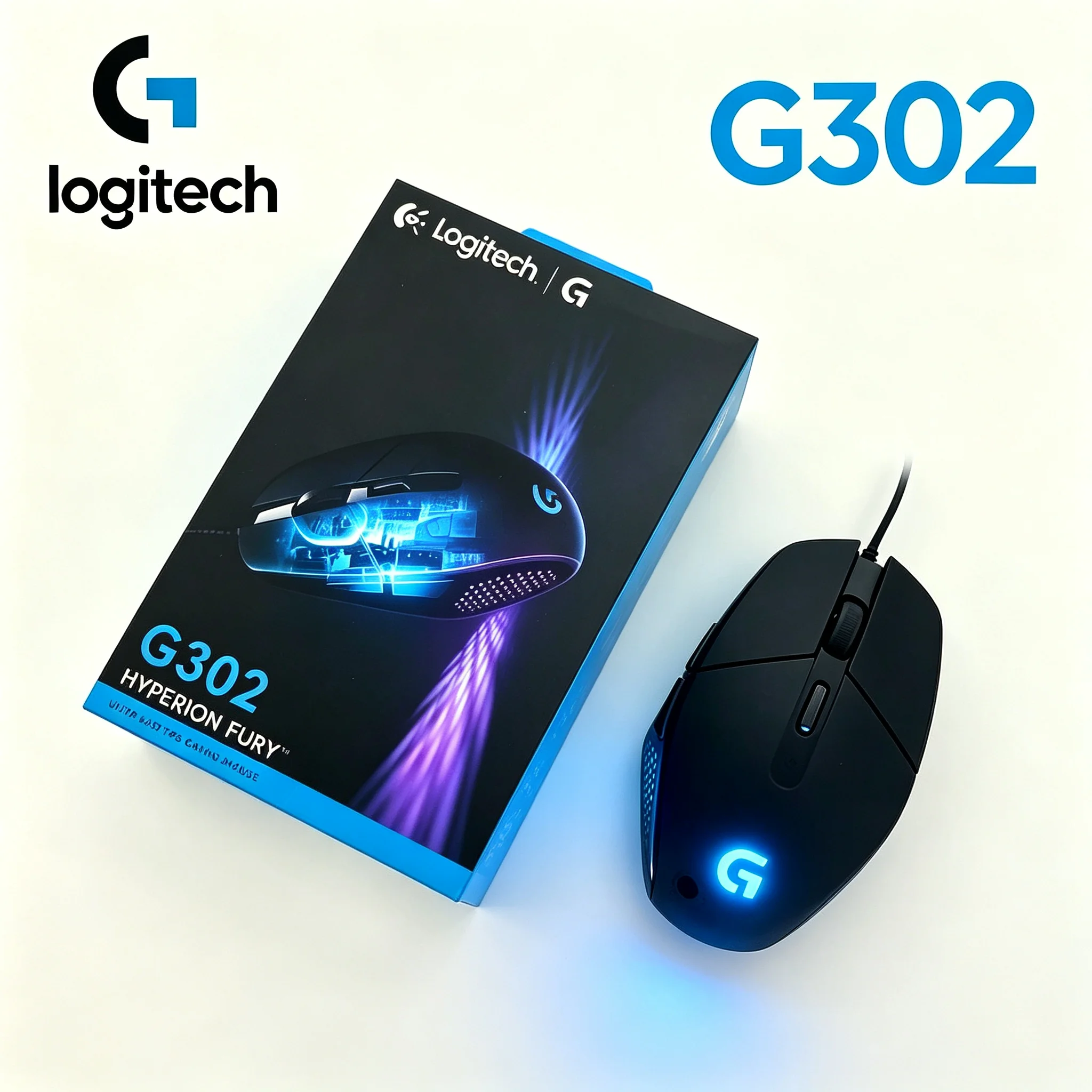 Logitech G302 USB Optical Wired Mouse Daedalus Prime 4000DPI High Accuracy RGB Logo Glow 6 Keys For Gamer Home Office Daily