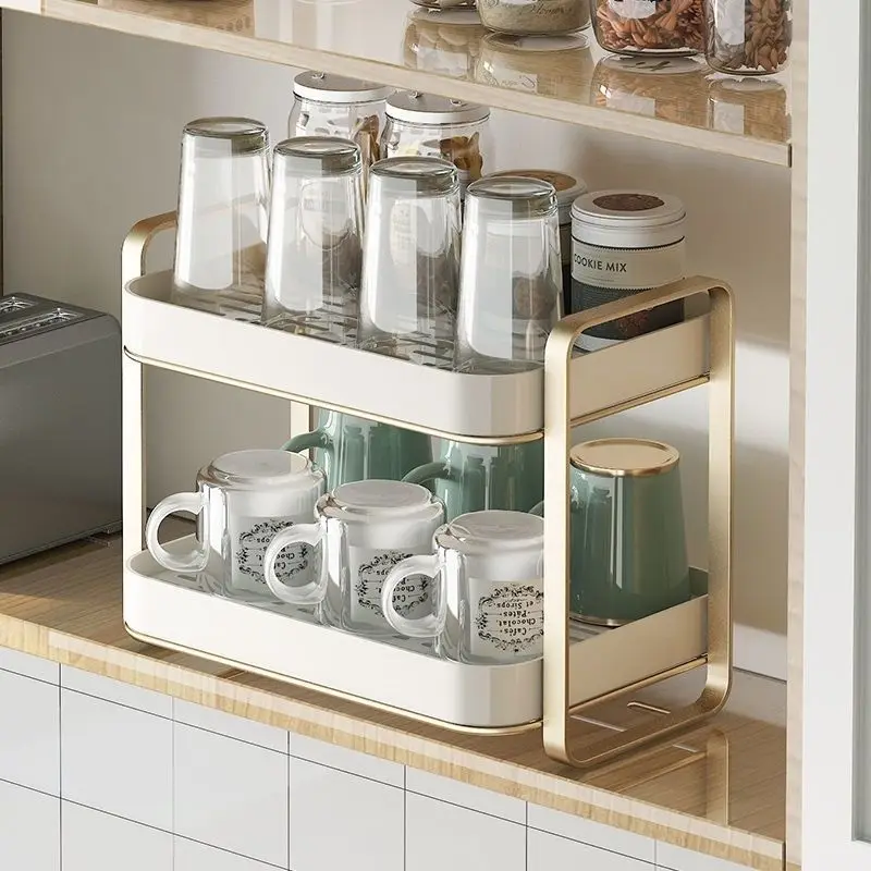 Storage Box Storage Rack Water Cup Tea Cup Tea Set Glass Cup Rack Desktop Storage Multi-layer Tray Household Drain Box