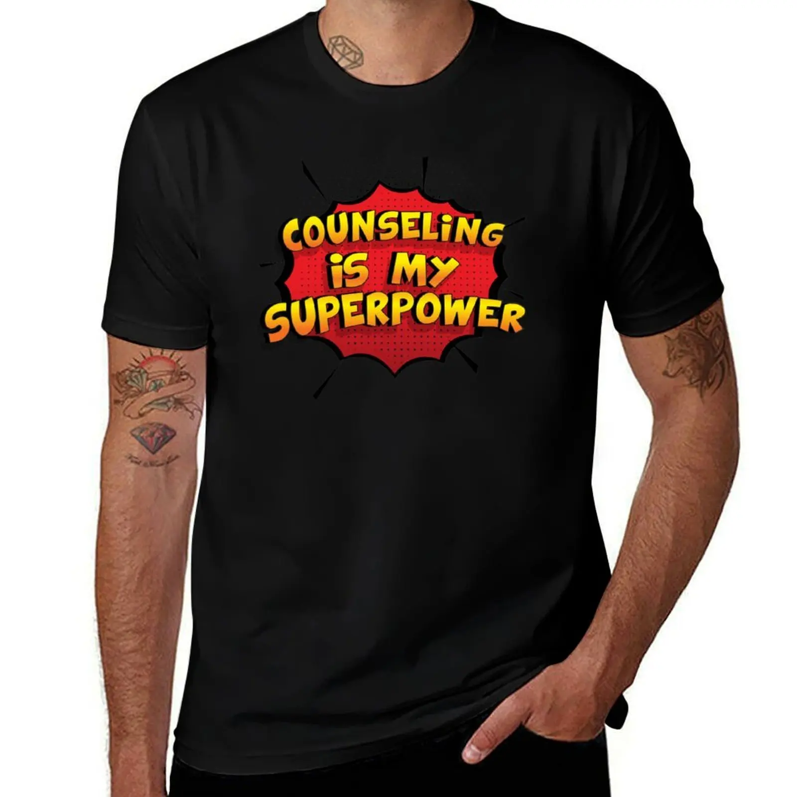 Counseling is my Superpower Funny Design Counseling Gift T-Shirt High Elasticity Sports T-Shirt