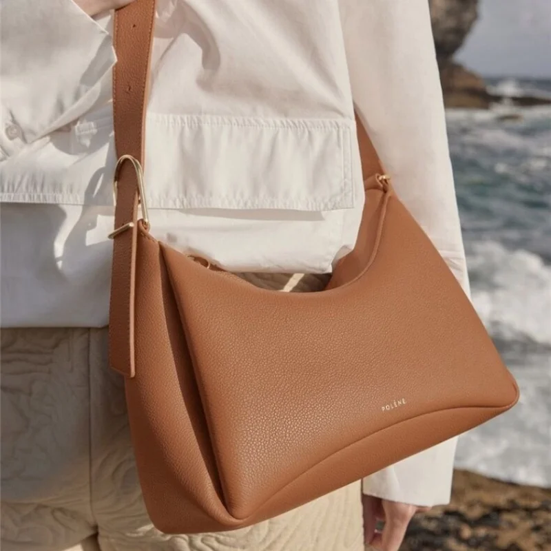 Vintage Solid Color PU Leather Ladies Fashion Shoulder Bag Simple Large Capacity Fashion Casual Underarm Bag Crossbody Bag