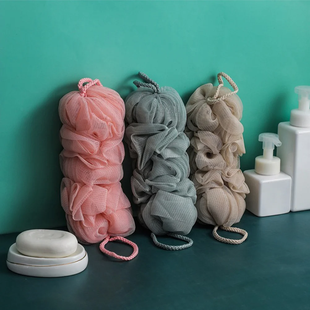 

Набор из 3 длинных отшелушивающих мочалок для душа, легкие портативные сетчатые мочалки-люфы для спины для мужчин и женщин