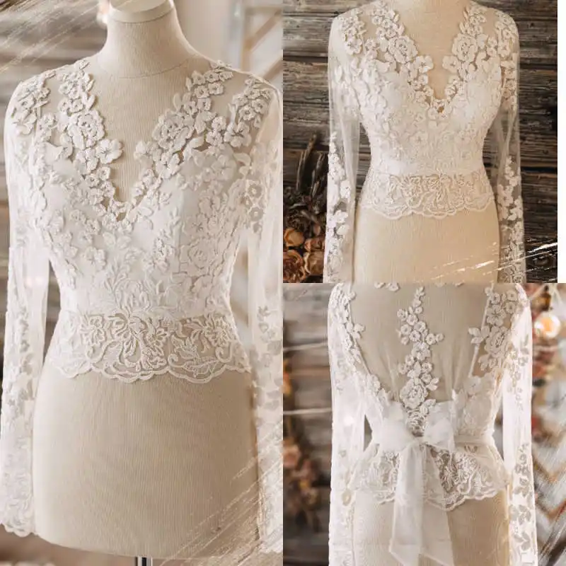 Elegant Bridal Jacket Women Lace Appliques Edge Elbow Length Veil Wedding Formal Occasion Dresses robes de soire Customized