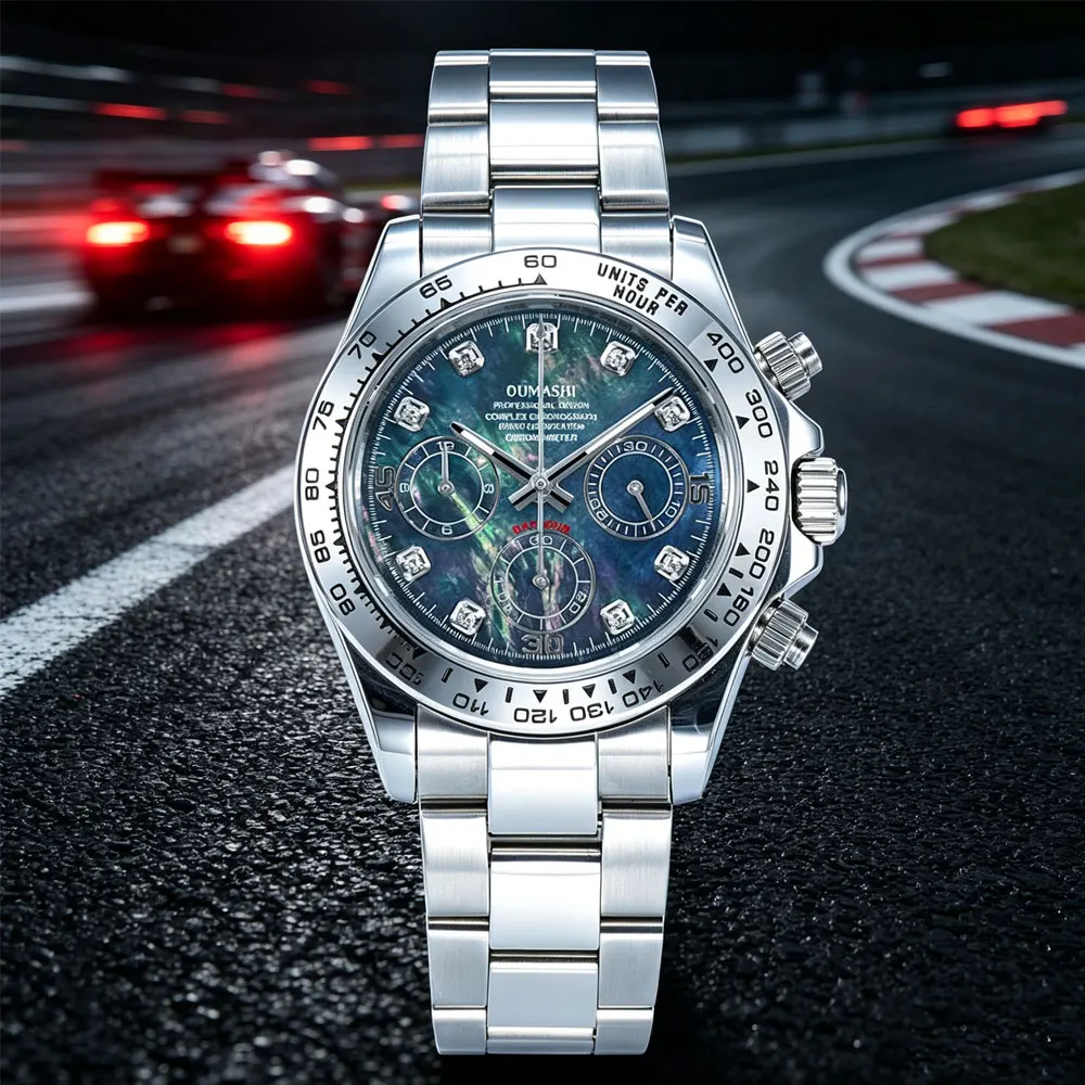 39mm Custom Business Men's Waterproof Watch with VK63 Movement Chronograph Sapphire Glass