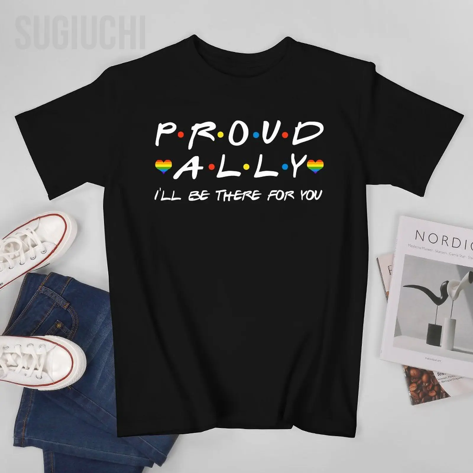 Unisex Men Proud Ally I'll Be There For You LGBT Tshirt Tees T Shirts Women Boys 100% Cotton T-Shirt