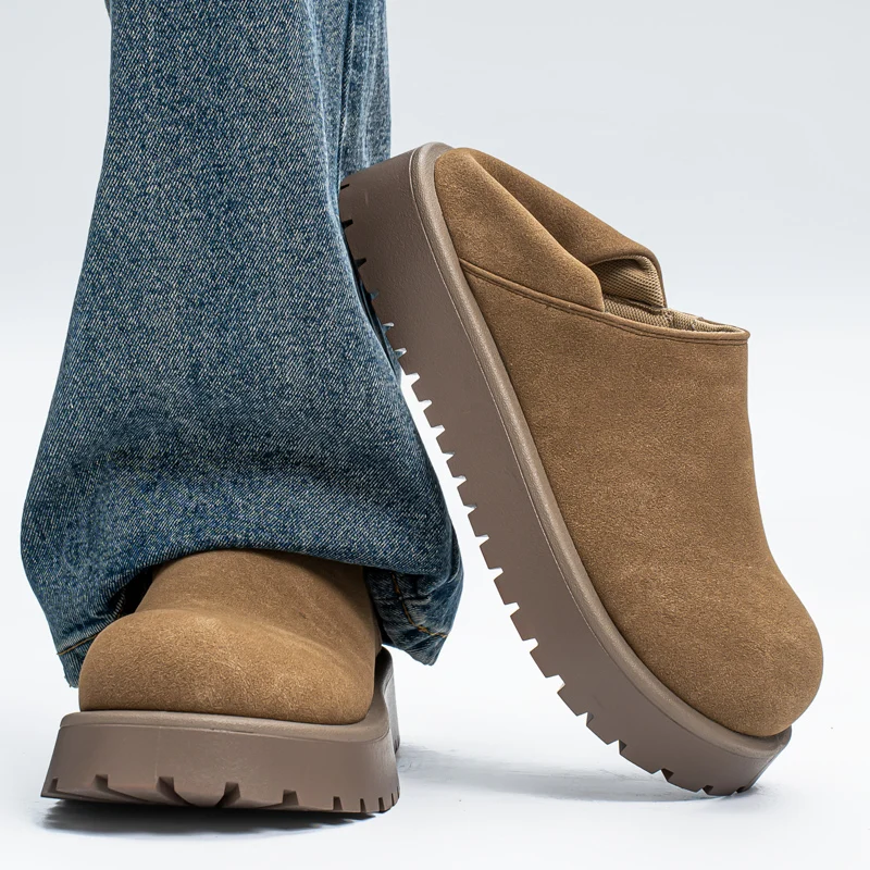 Thick Sole Full Wrap  Men's Casual Slip-On Loafers Two-Way Wear Large Head Mules Comfortable Breathable Summer Shoes