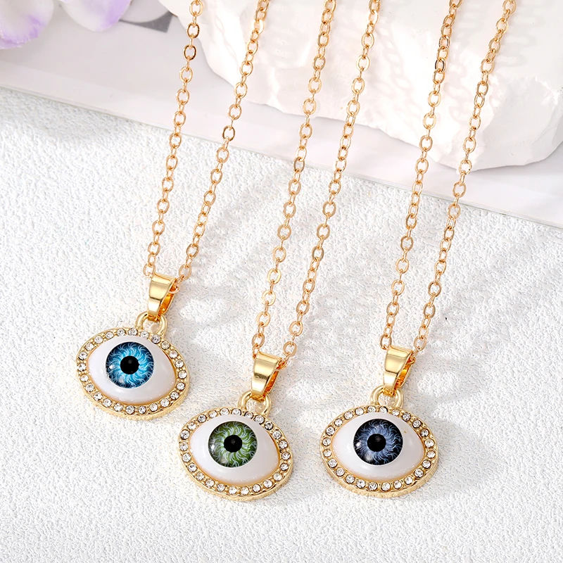 Zircon Turkish Blue Evil Eye Pendant Necklaces For Women Men Gift Gold Color Lucky Eye Clavicle Chain Choker Wedding Jewelry