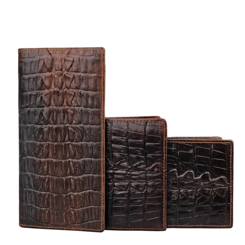 Vintage Mens Long Wallet Top Grain Cowhide Handmade Carved Dragon Horse Pattern Multi Card Slot Large Capacity Leather Purse