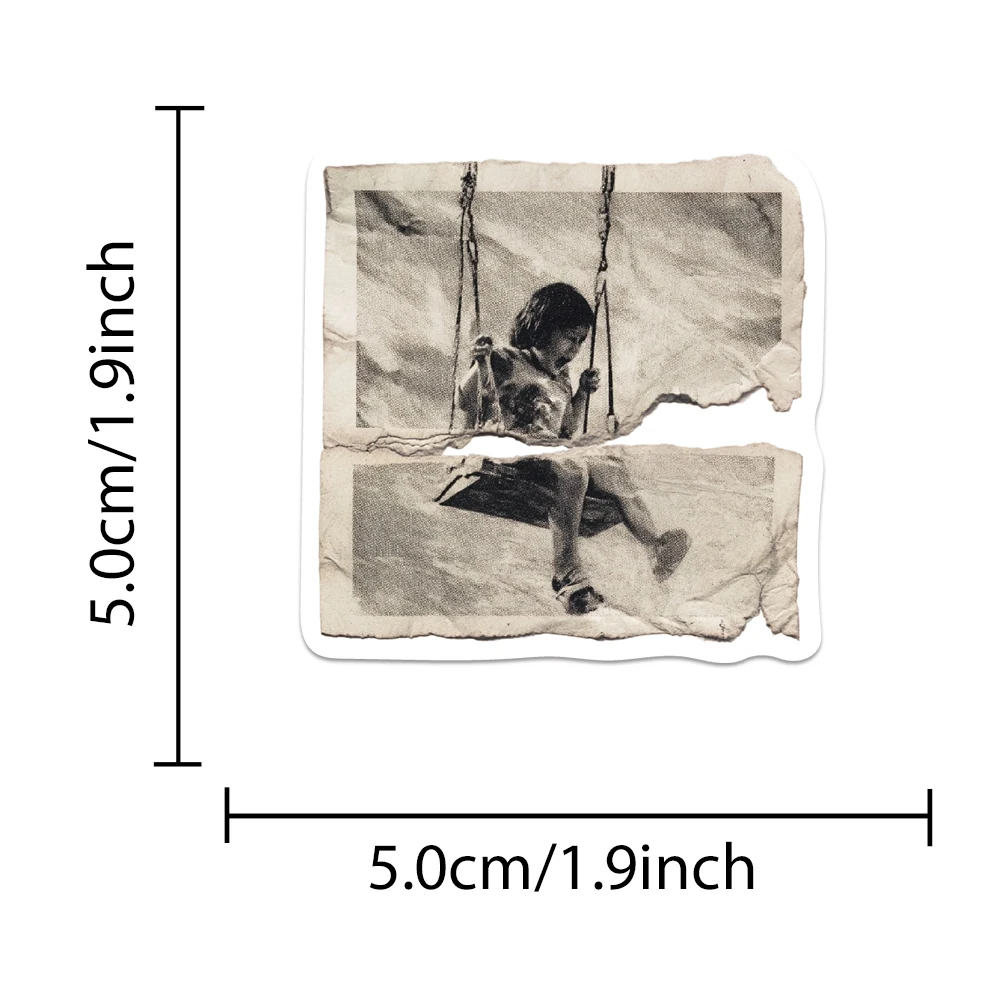 50pcs Torn Photo Sticker Creative Fashion Decal For Phone Fridge Laptop Scrapbook Skateboard Bicycle Helmet Decoration Sticker - view 6
