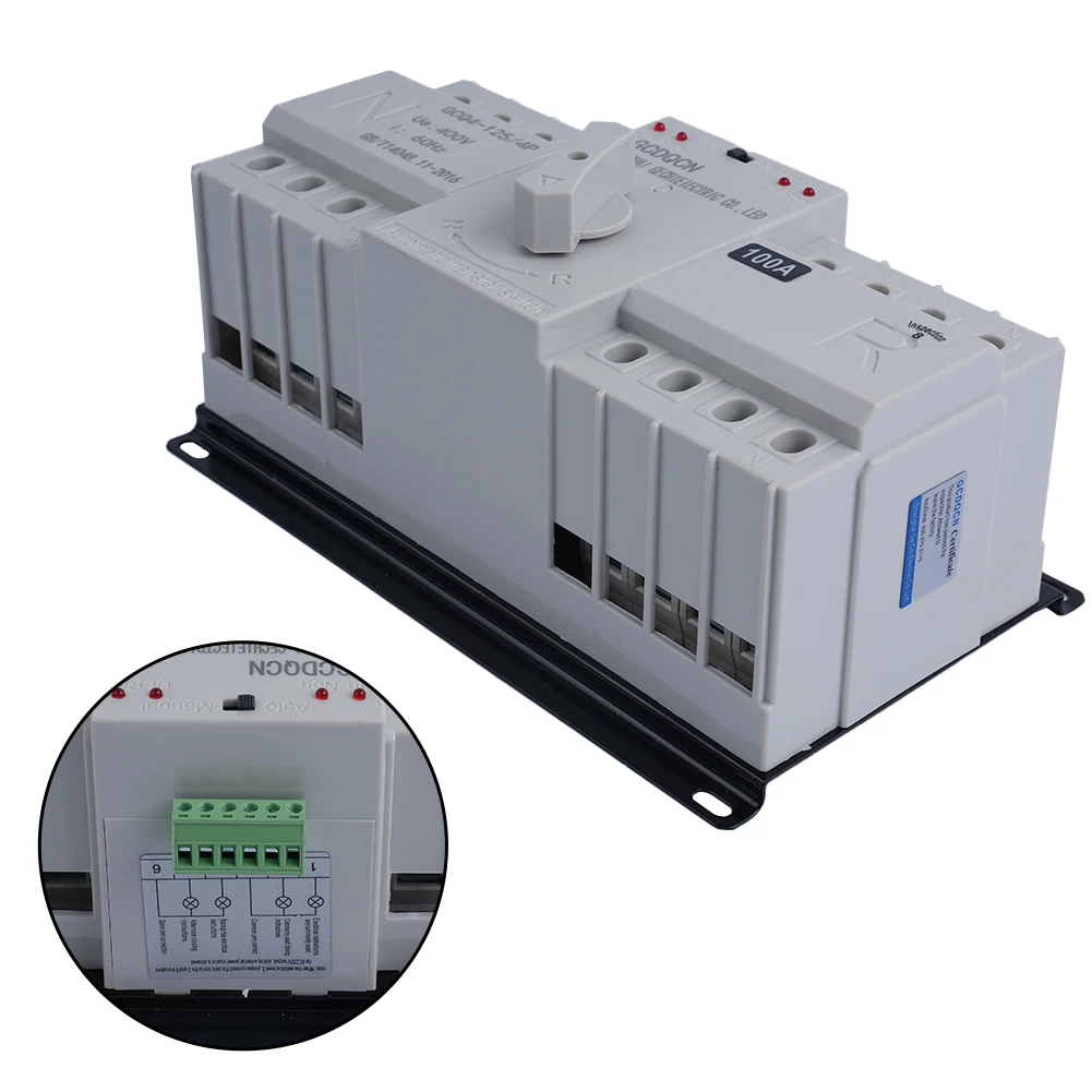 Automatic Dual Power Transfer Switch 2P/4P Three-Phase Changeover Circuit Breaker Switch ATS 125A/100A/80A