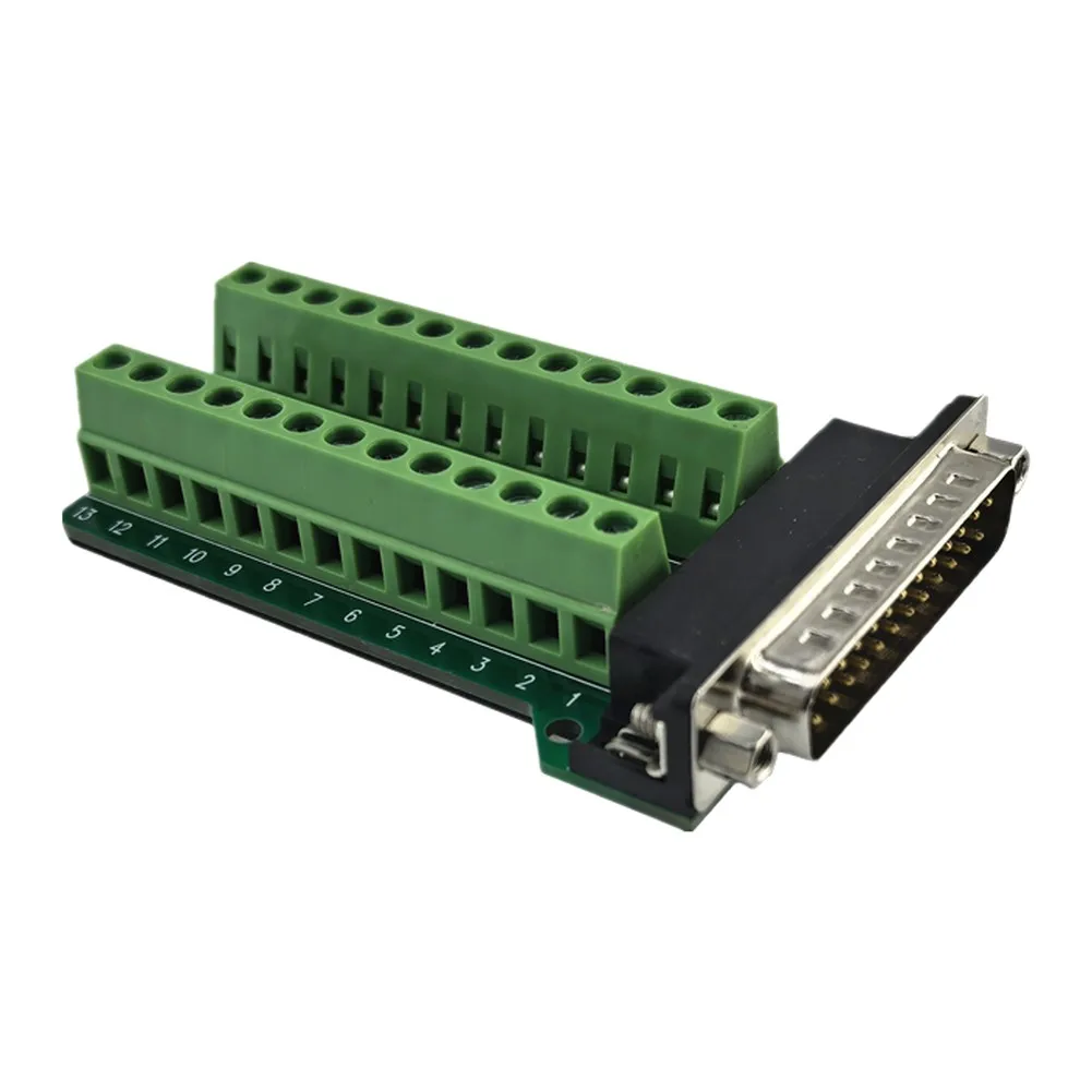 DB25 male connector to terminal block adapter 25pin nut type DB25G201 with insulated base and large terminal spacing