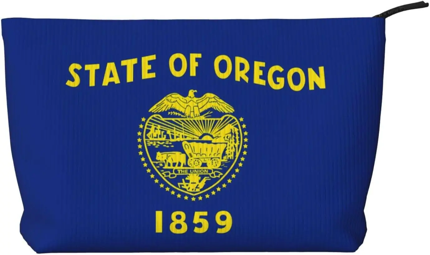 

Oregon State Flag Corduroy cosmetic bag, suitable for travel and daily use, Sturdy Lining, Ensures Longevity