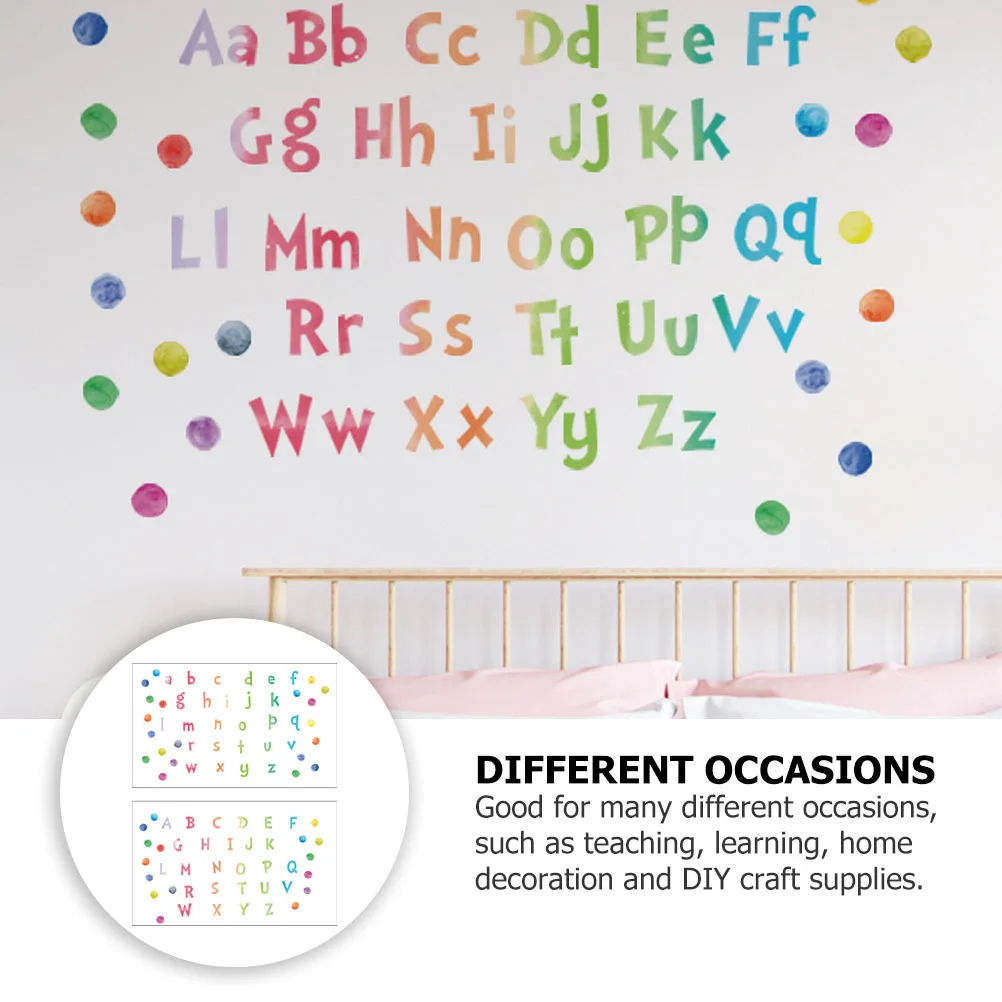 2 Sheets Alphabet Wall Sticker Educational Letter Decorative Sticker DIY Kids Learning Home Classroom Early Education Fun