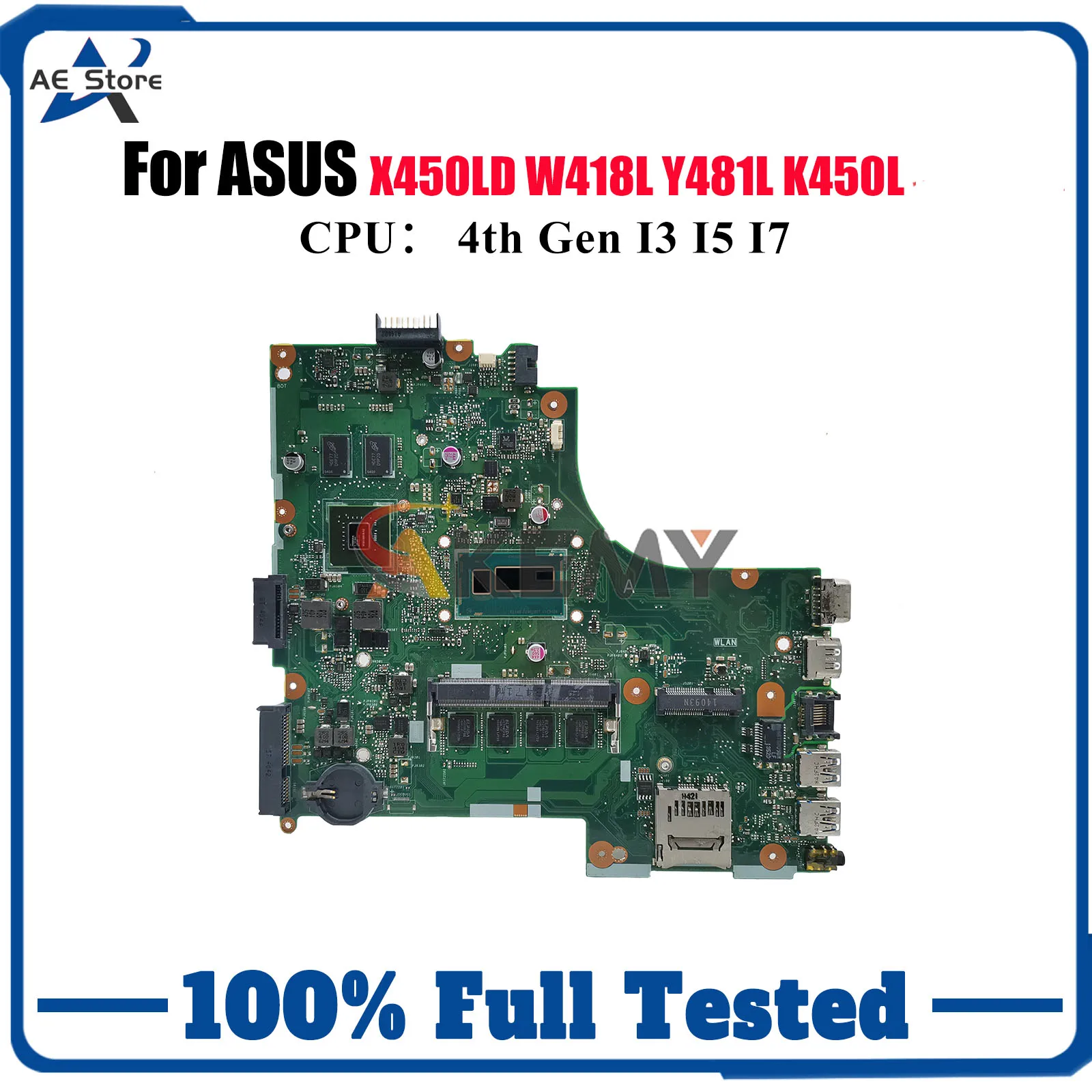 

X450LD Материнская плата для ноутбука ASUS K450L R412L X450L X450LB X450LN X450LC VM480L R409L Y481L W418L X450LD Материнская плата I3 I5 I7 CPU
