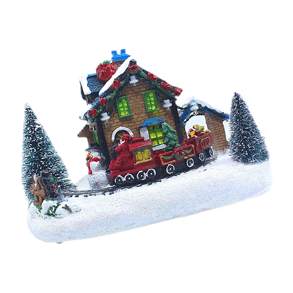 

House Christmas Ornaments Decorations Xmas Party Resin Mini Houses Desktop Glowing