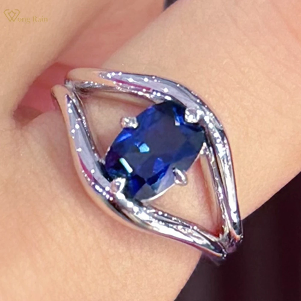 

Wong Rain Classic 925 Sterling Silver Oval Cut 6*8 MM 2CT Sapphire Gems Engagement Ring for Women Fine Jewelry Anniversary Gifts