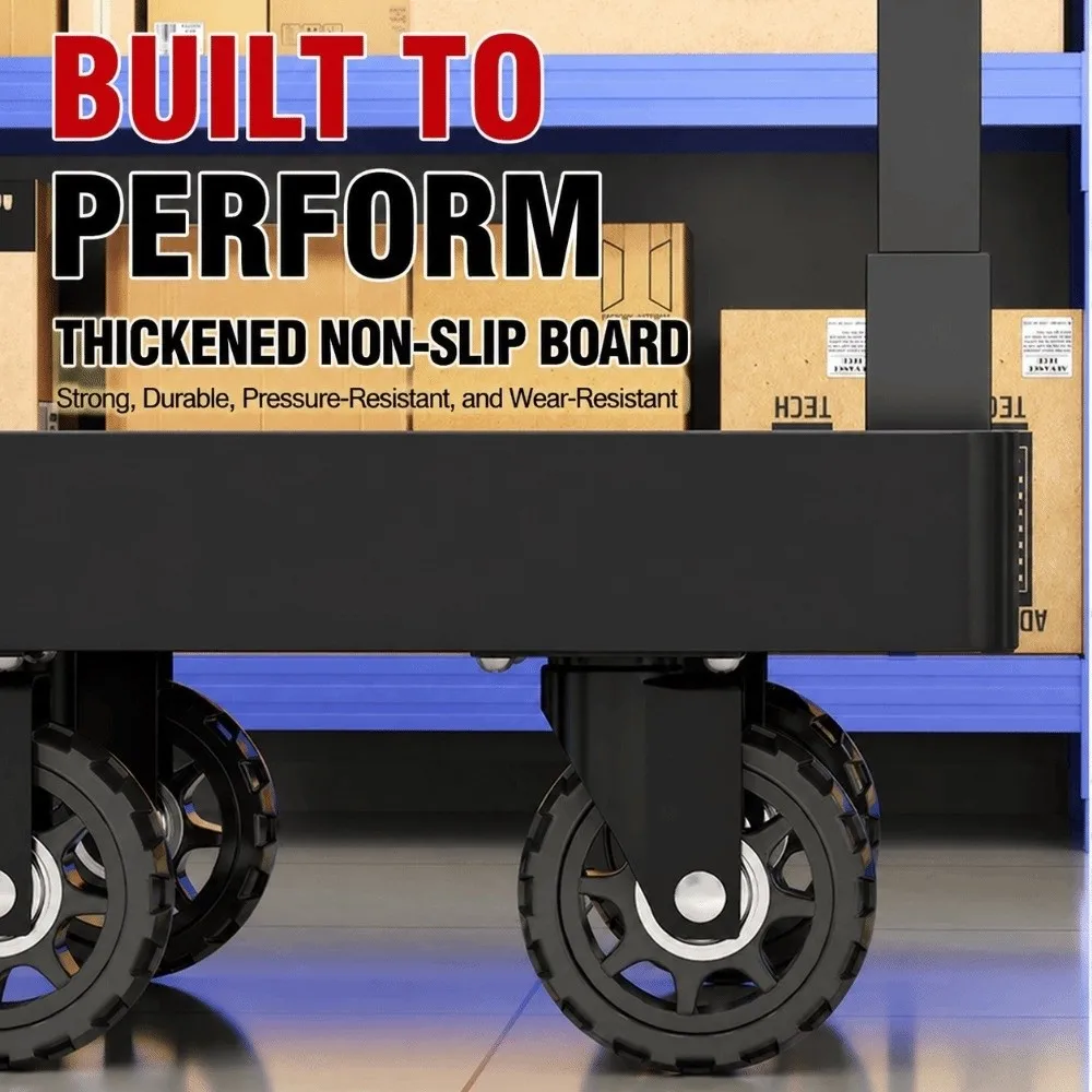 Heavy Duty 4/6 Wheel Foldable Hand Truck Labor-Saving Strong Load-Bearing Flatbed Cart Cargo Truck Garden