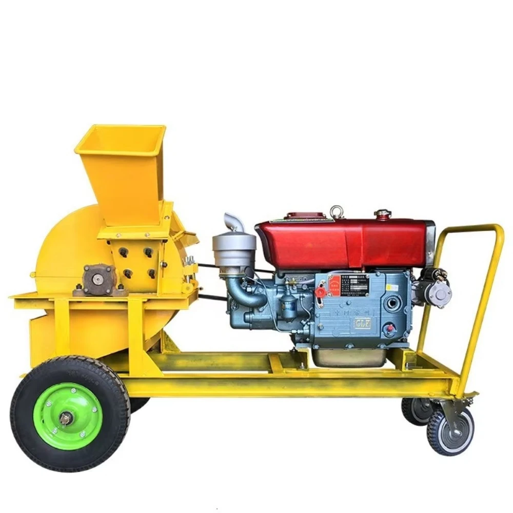 High-Efficiency Engine Branch & Coconut Husk Crusher | Wood Chipper & Garden Leaf Shredder